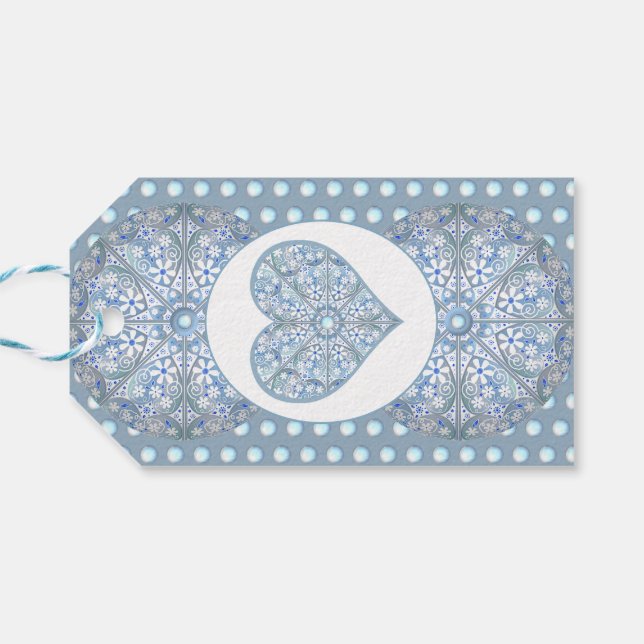 Ceramic Lace Light Blue Gift Tags (Back Horizontal)