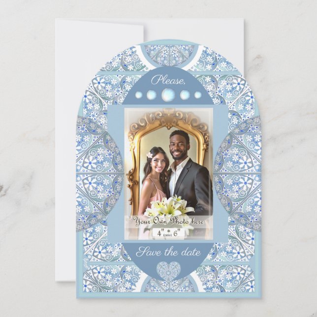 Ceramic lace Light blue Invitation (Front)