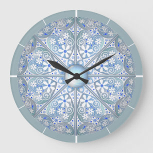 Ceramic Lace Light blue Large Clock