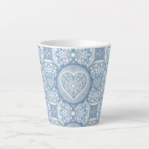 Ceramic lace Light blue Latte Mug