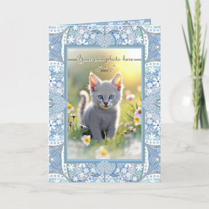 Ceramic Lace Light Blue mother's day Thank You Card