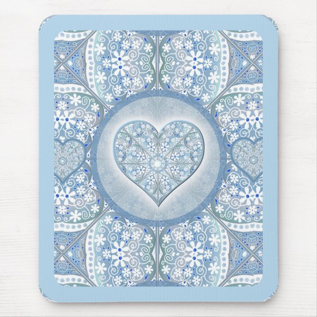 Ceramic lace Light blue Mouse Mat (Front)