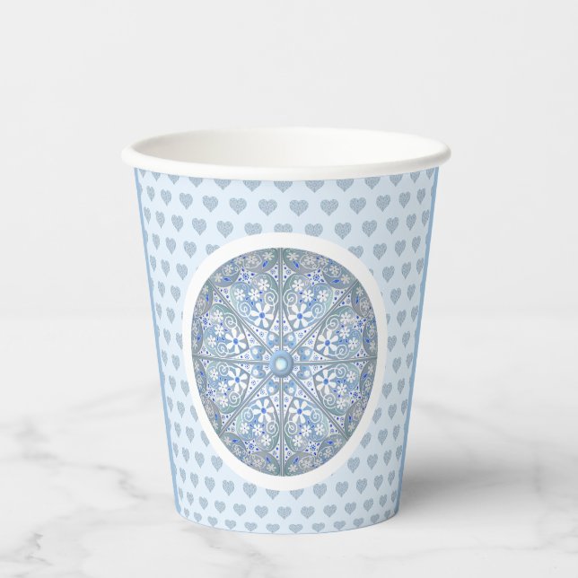 Ceramic Lace Light Blue Paper Cups (Front)
