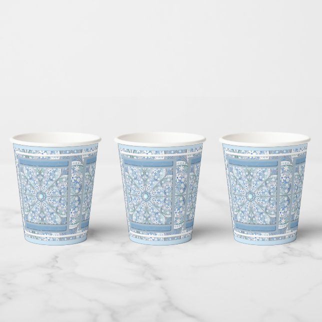 Ceramic lace Light blue Paper Cups (Multi)