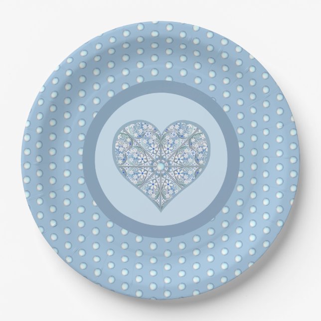 Ceramic Lace Light Blue Paper Plate (Front)