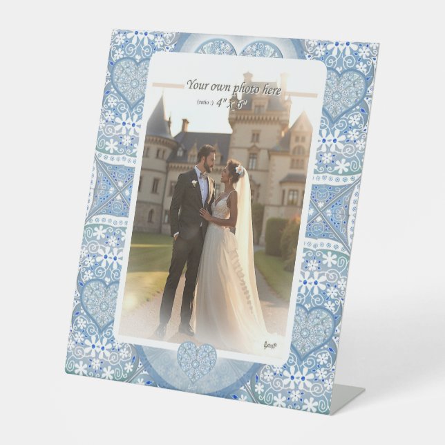 Ceramic lace Light blue Pedestal Sign (Front)