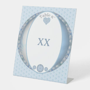 Ceramic Lace Light Blue Pedestal Sign