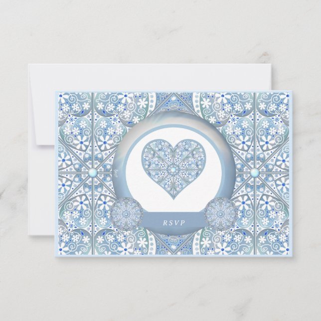 Ceramic Lace Light Blue RSVP Card (Front)