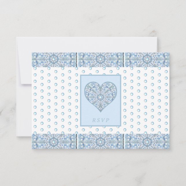 Ceramic Lace Light Blue RSVP Card (Front)