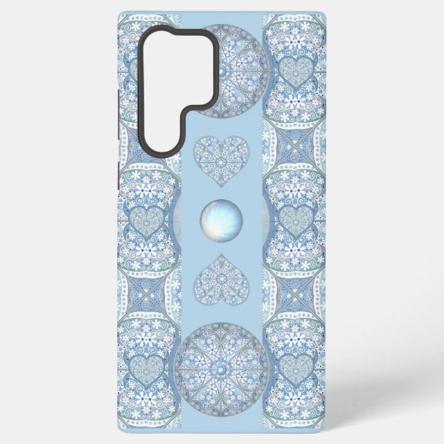 Ceramic lace Light blue Samsung Galaxy S22 Ultra Case (Back)