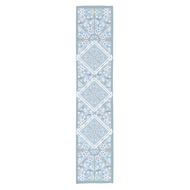 Ceramic Lace Light Blue Short Table Runner (Front)
