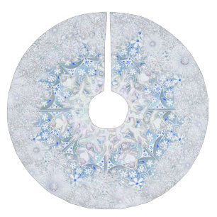 Ceramic lace light blue & snowflake brushed polyester tree skirt