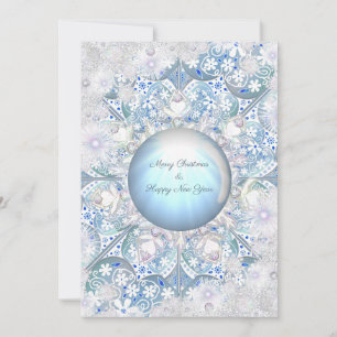Ceramic lace light blue & snowflake card