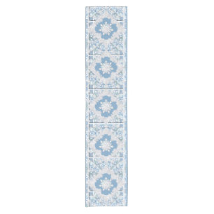 Ceramic lace light blue & snowflake short table runner