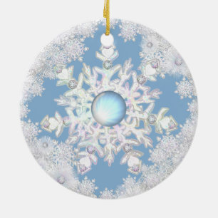 Ceramic lace light blue & snowflake tree decoration