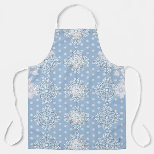 Ceramic Lace Light blue & snowflakes Apron (Front)