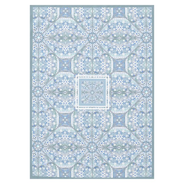 Ceramic Lace Light Blue Tablecloth (Front)