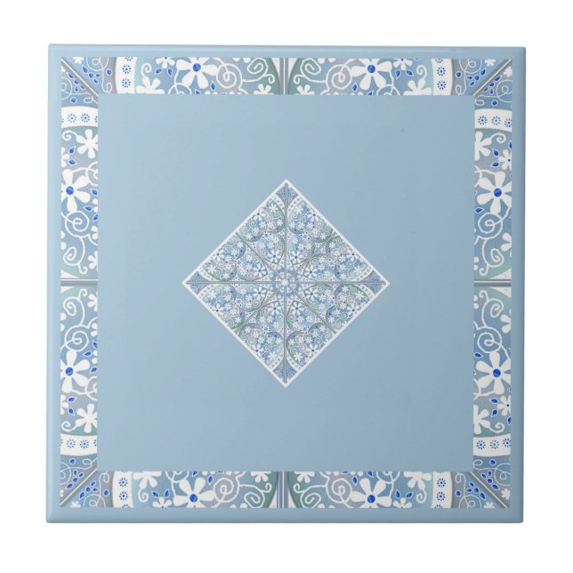 Ceramic lace Light blue Tile (Front)