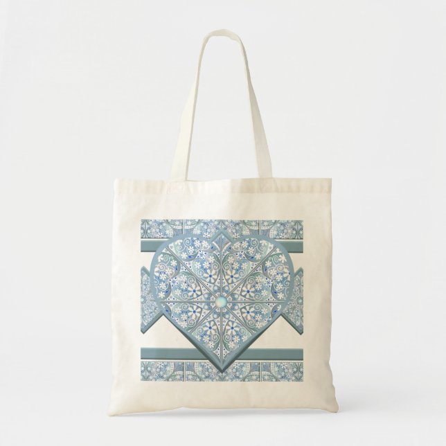 Ceramic Lace Light Blue Tote Bag (Front)