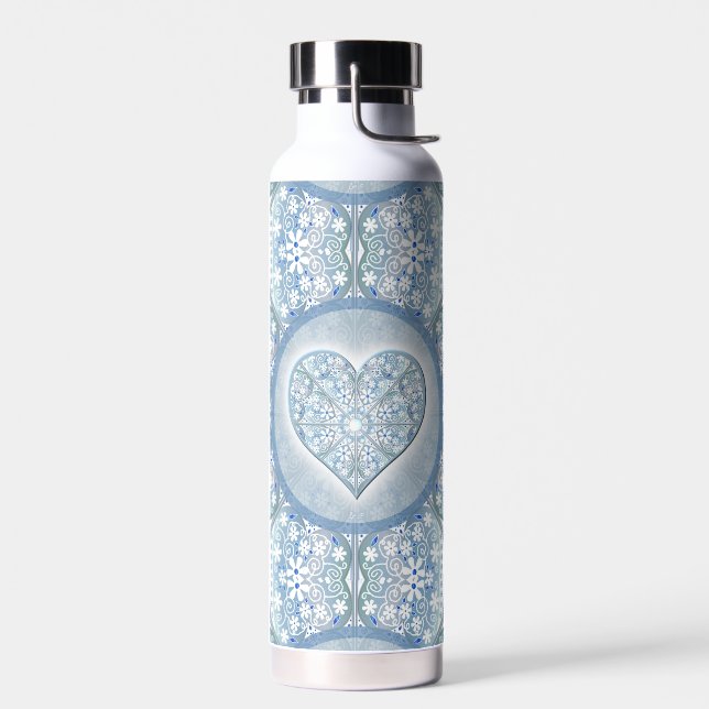 Ceramic Lace Light Blue Water Bottle (Left)