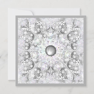 Ceramic lace light grey & snowflake invitation