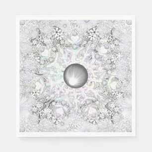 Ceramic lace light grey & snowflake napkin