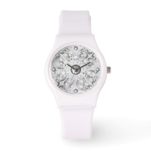 Ceramic lace light grey & snowflake watch