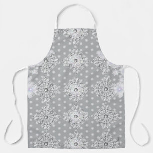 Ceramic Lace light grey & snowflakes Apron