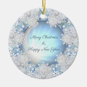 Ceramic lace sky blue &snowflake ceramic tree decoration