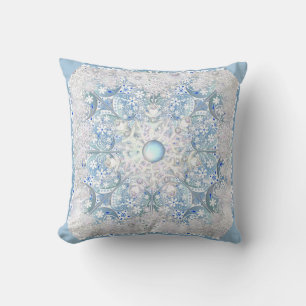 Ceramic lace sky blue & snowflake cushion