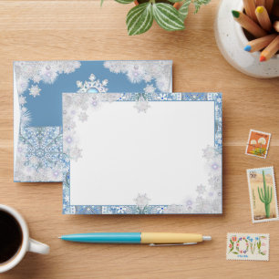 Ceramic lace sky blue & snowflake envelope