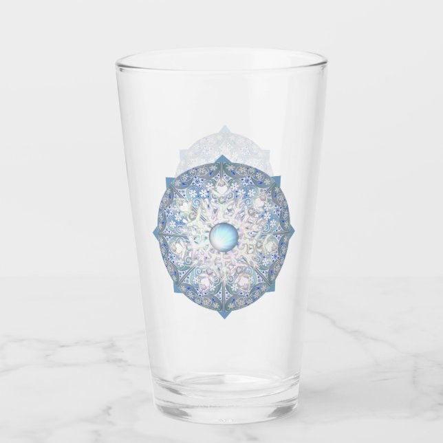 Ceramic lace sky blue & snowflake glass (Front)