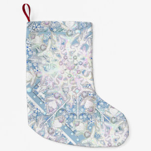 Ceramic lace sky blue & snowflake small christmas stocking