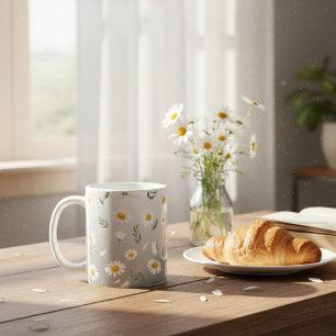 Ceramic mug, Daisy coffee mug, tea cup