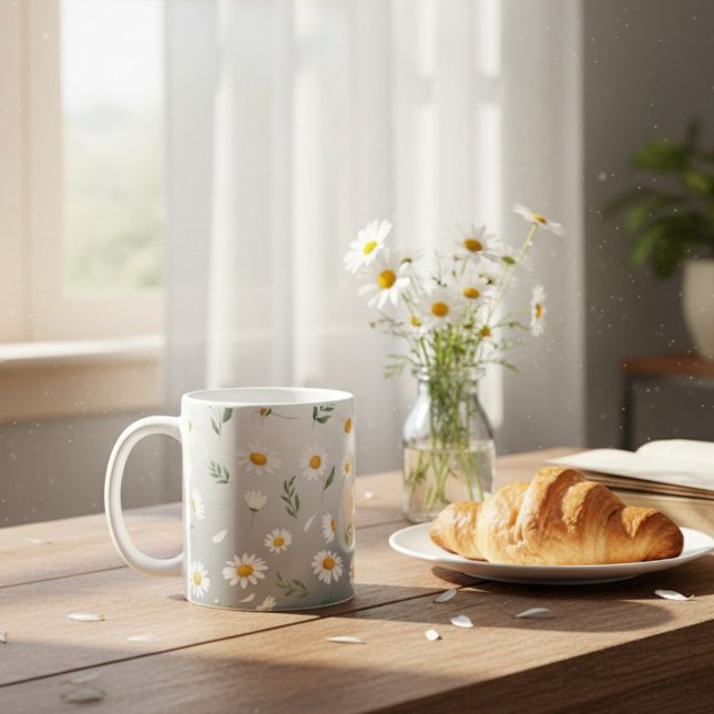 Ceramic mug, Daisy coffee mug, tea cup (Creator Uploaded)