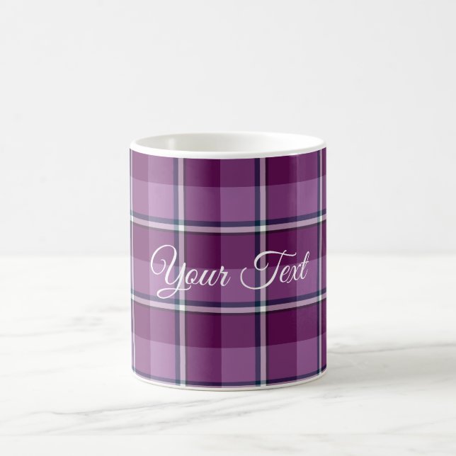 Ceramic Mug Purple and Trendy Pink Plaid (Center)