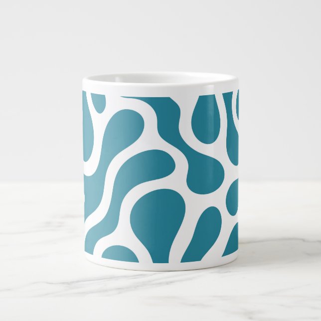 Ceramic Mug Teal Blue Abstract Leopard Pattern (Front)