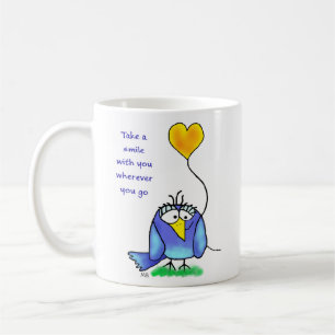 Ceramic Mug - Whimsical Bird with Saying