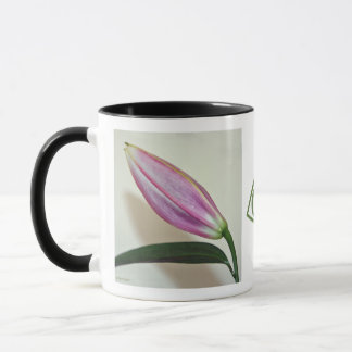 Ceramic Mug with Lily Bud, Black Handle and Inside