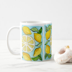 Ceramic mug with Sicilian Lemon tile design