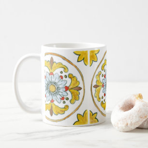 Ceramic mug with traditional Sicilian tile design