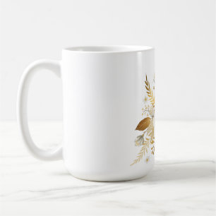 Ceramic Mug with White and Gold Floral