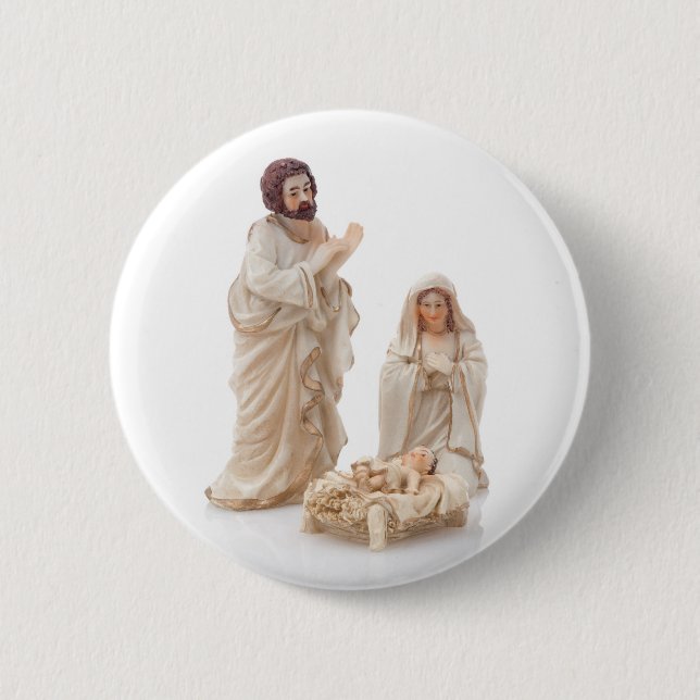 Ceramic nativity scene 6 cm round badge (Front)