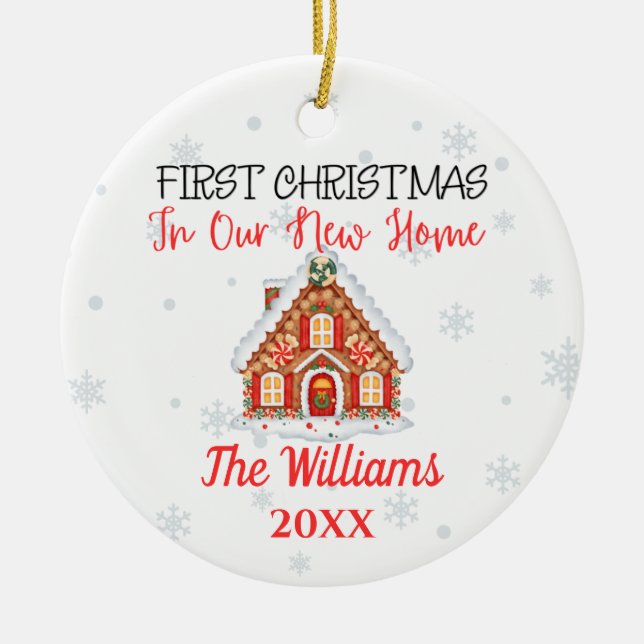 Ceramic New Home Christmas Personalised Ceramic Tree Decoration (Front)