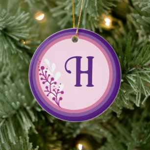 Ceramic Ornament - Add your initial - Purple