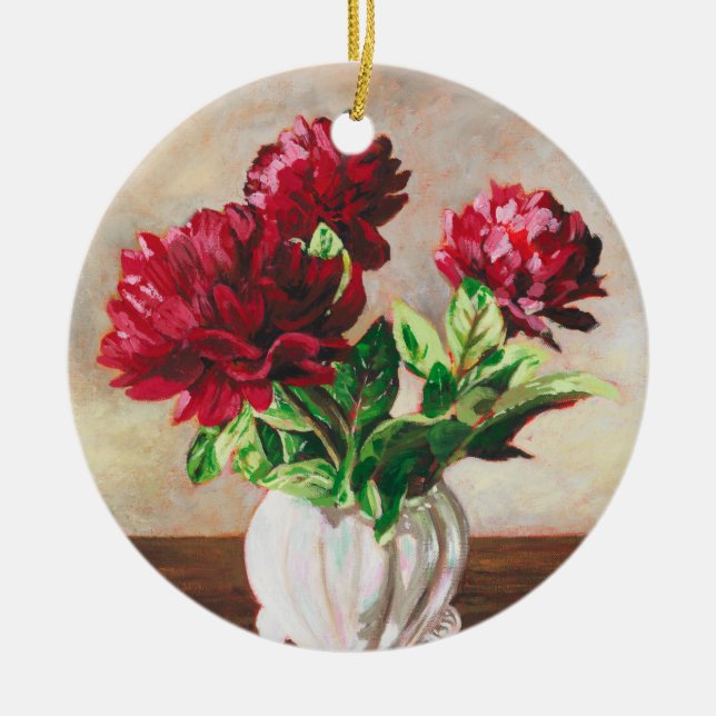 Ceramic Ornament - 'Afternoon Peonies' (Front)