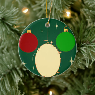 Ceramic Ornament Christmas Baubles Forest Green