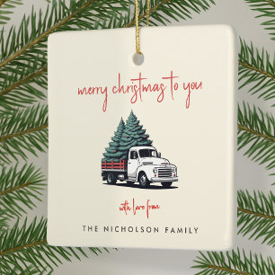 Ceramic Ornament Christmas Tree Delivery Truck