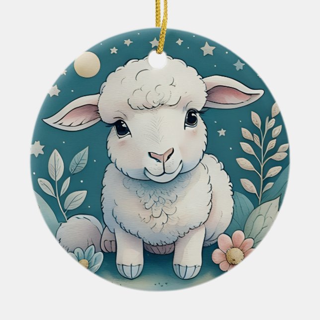 Ceramic ornament cute sheep kids gift (Front)