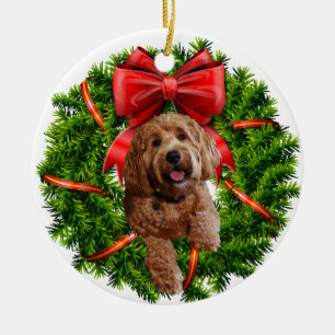 Ceramic Ornament w/ golden doodle
